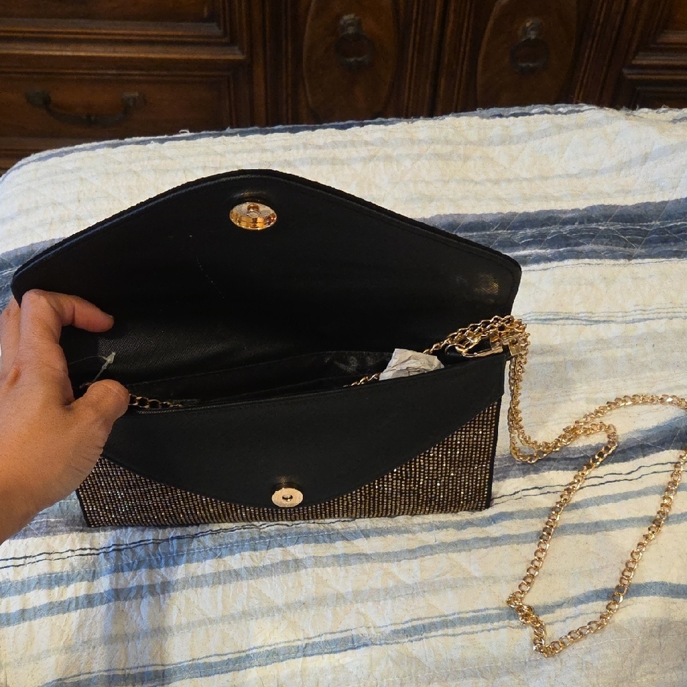 Aldo Sparkling Black and Gold Wristlet - Picture 4 of 5
